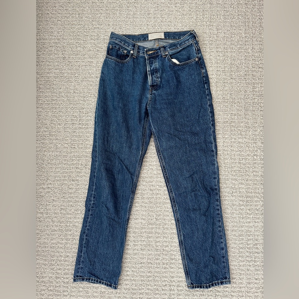 Everlane Women's Straight Leg Jeans in Dark Blue Denim